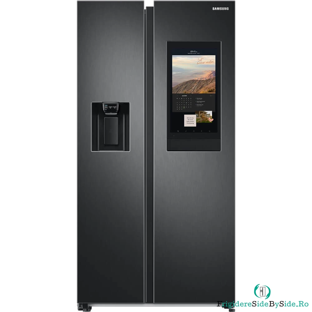 Side by Side Samsung RS6HA8891B1/EF, 614 l, No Frost, Family Hub, Twin Cooling Plus, SmartThings, WiFi, Compresor Digital Inverter, Clasa E, H 178 cm, Dark Inox