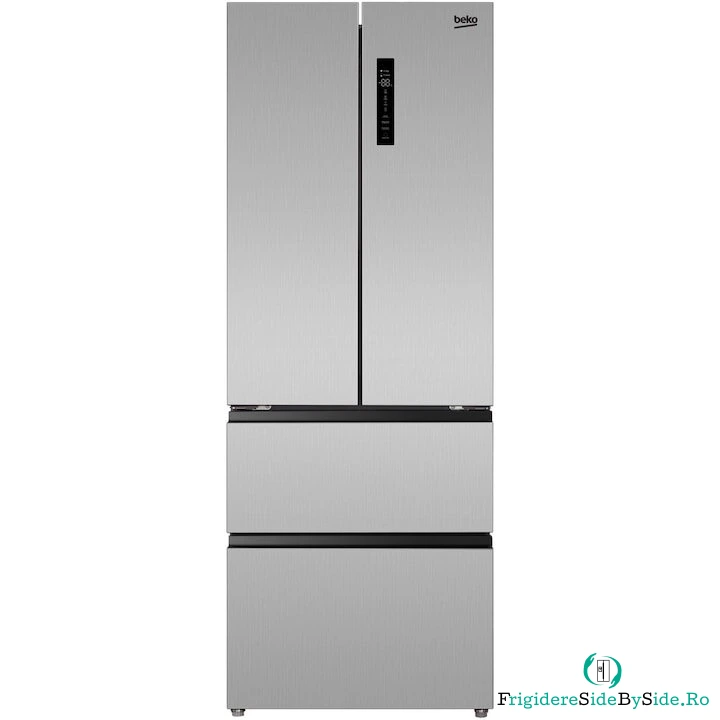 Beko Side by side Beko GNO43622XPN, Capacitate 443 l, NeoFrost Dual Cooling, Quick Freeze, Compresor inverter, Clasa E, H 189 cm, Inox Look
