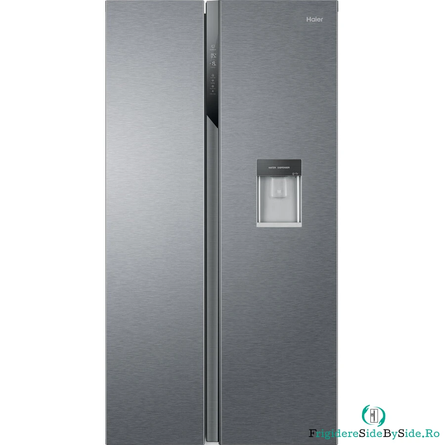 HAIER Frigider Side by side Haier HSR3918EWPG, 521 l, Total NoFrost, Multi Air Flow, Display, Super Cooling, Super Freezing, Dozator apa, Clasa E, H 177 cm, Argintiu