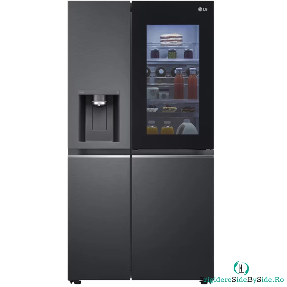 Side by Side LG GSXV91MCAE, InstaView, NatureFresh, 635 l, Clasa E, Negru mat