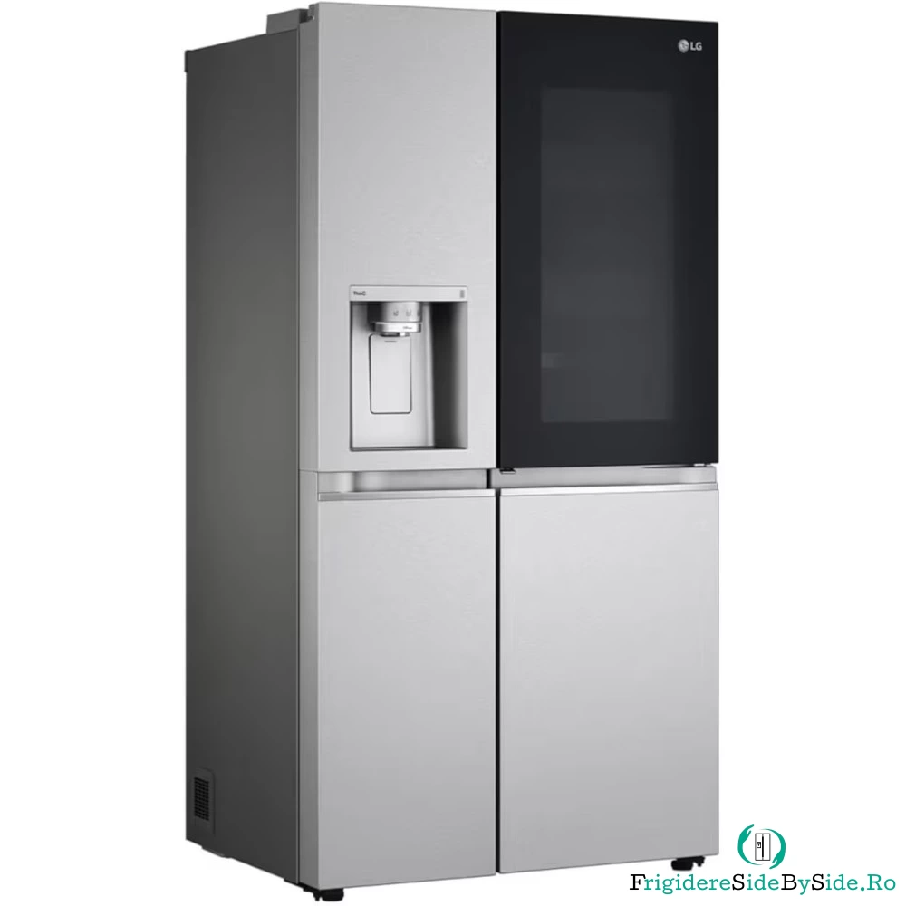 Side by Side LG GSXV91MBAE, InstaView, 635 l, Dozator apa, Argintiu, Clasa E