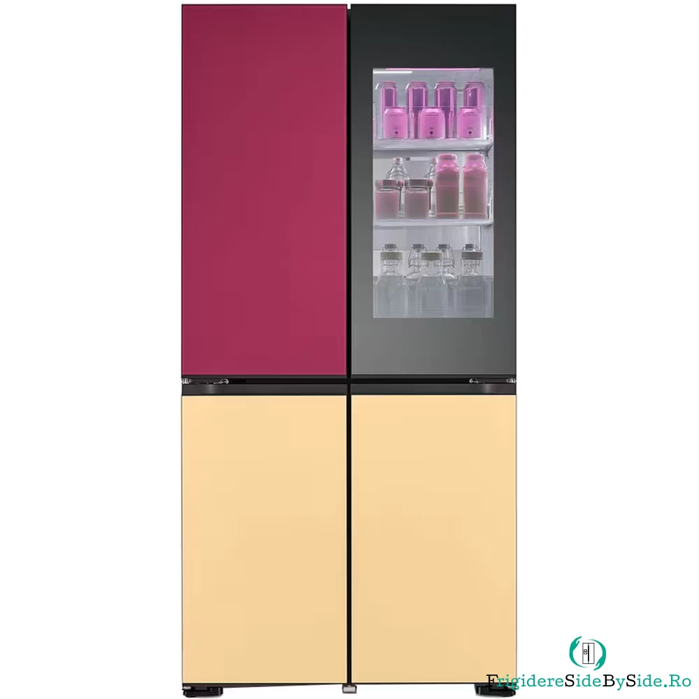 Side by side LG GMV960NNME, 617 l, No Frost, Wi-Fi, InstaView, LG ThinQ, Compresor Linear Inverter, Clasa E