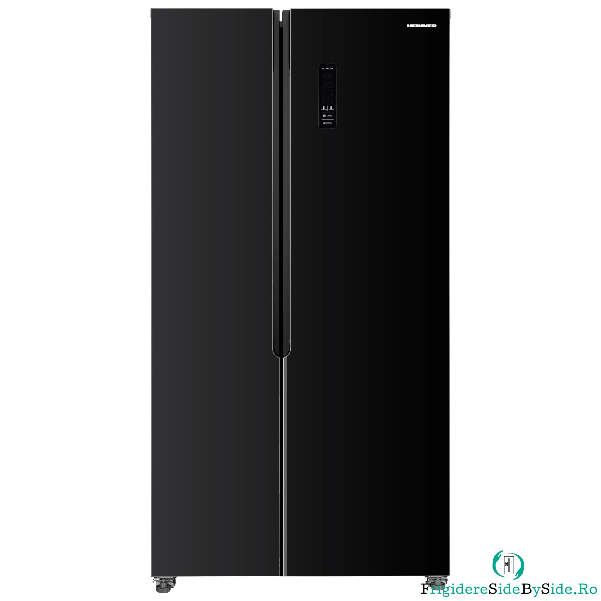 Side by side Heinner HSBS-HM442NFGBKE++, Full No Frost, 442 l, Super Cooling, Compresor Inverter, Negru