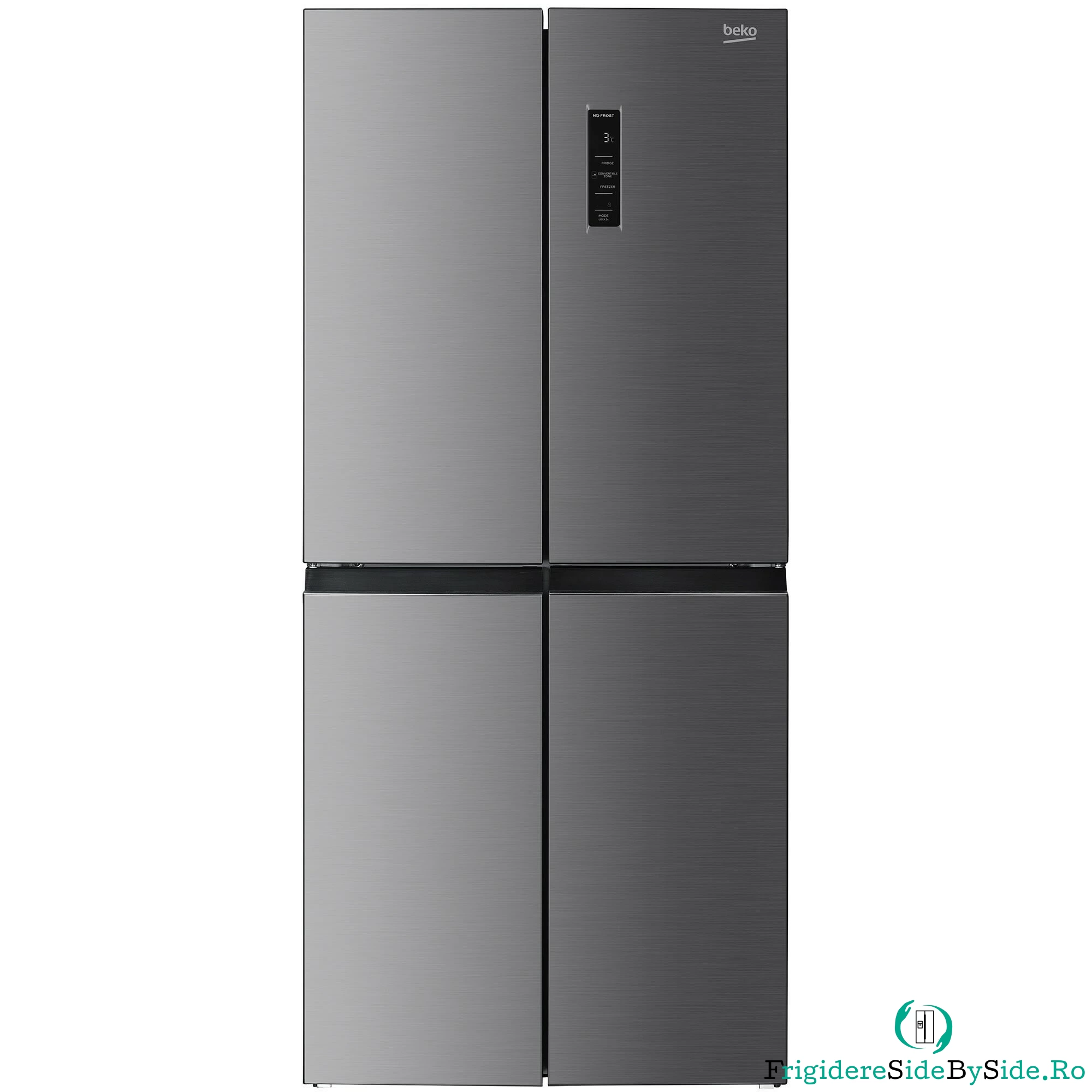Side by side Beko GNO46623XPN, No Frost, 466 L, 180 H, Clasa energetica D, Inox Look