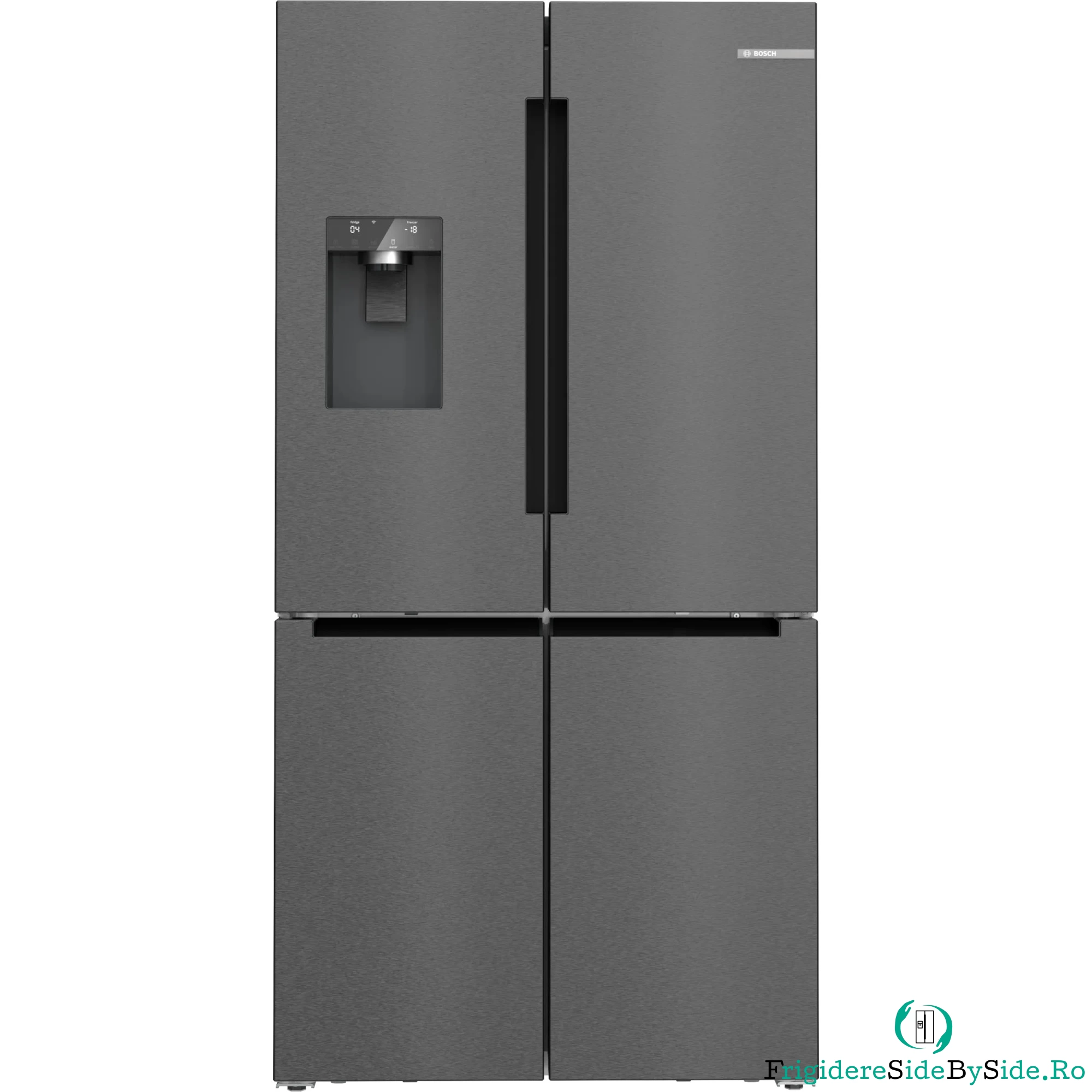 Side by side Bosch KFI96AXEA, No Frost, 574 l, Dozator de apa, Iluminare LED, Sistem Multi Airflow, Clasa E