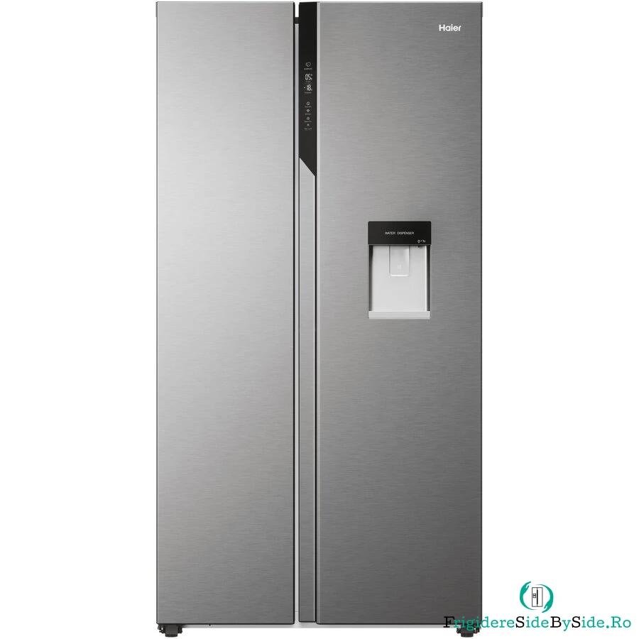 HAIER Side by side Haier HSR5918DWMP, 521 litri, Total No Frost, Multi air flow, Clasa D, SuperCooling, SuperFreezing, Holidays, dispenser apa, H 177 cm, Inox