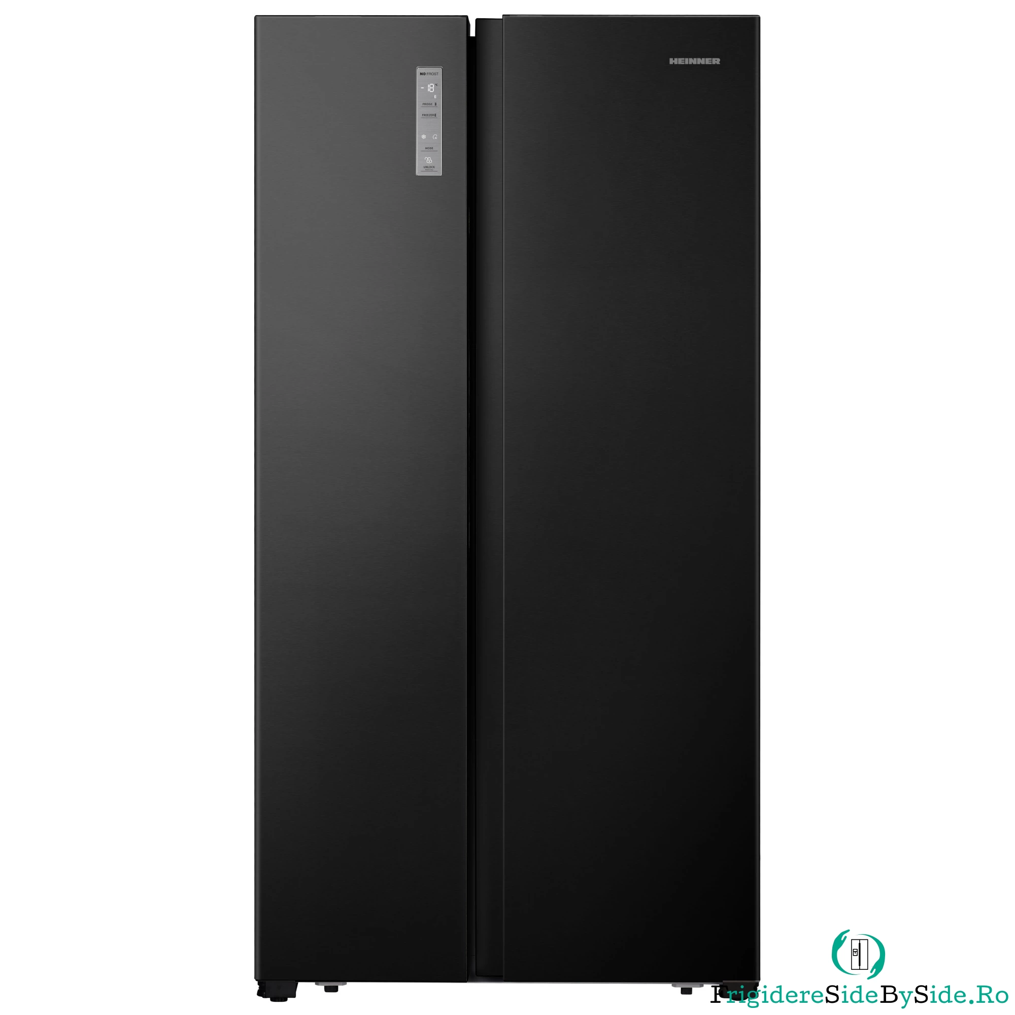 Side by Side Heinner HSBS-HS519NFBKE++, Full No Frost, Compresor Inverter, 519 l, 178.6 cm, Negru