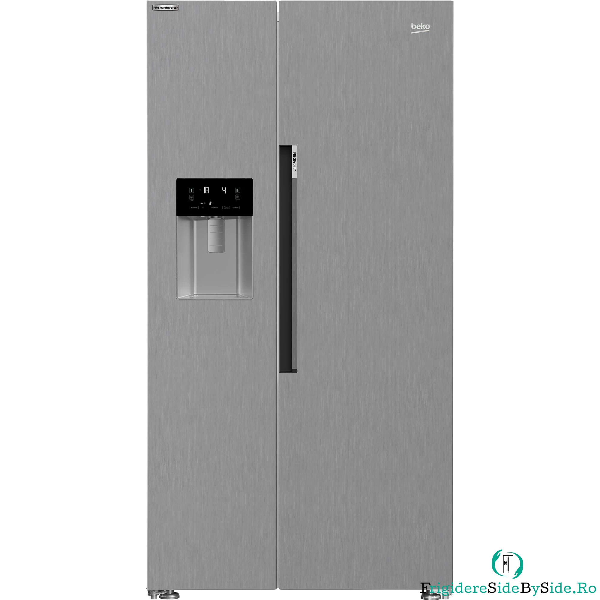 Side by Side Beko GN163141XBN, 571 l, No Frost, Cutie legume si fructe, Vacation Mode, Culoare Metal Look, Clasa E